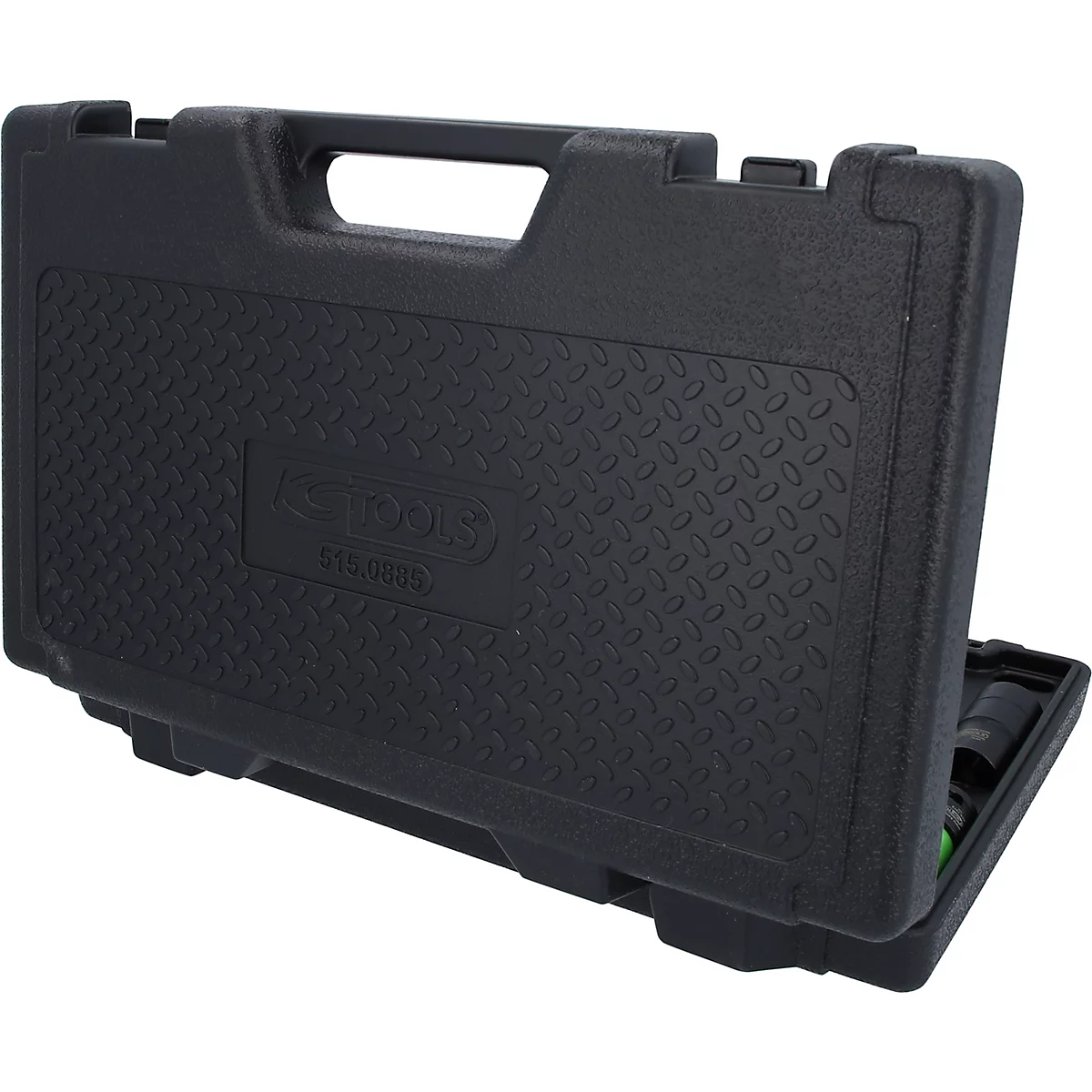 Schwarzer Werkzeugkoffer, geöffnet, mit Werkzeugen. Auf dem Deckel steht "KS TOOLS" und die Nummer "515.0035".